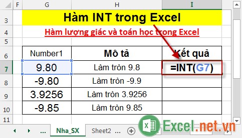 Hàm INT trong Excel 2