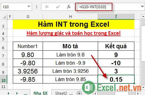 Hàm INT trong Excel 5