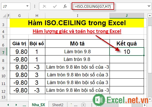 Hàm ISOCEILING trong Excel 3