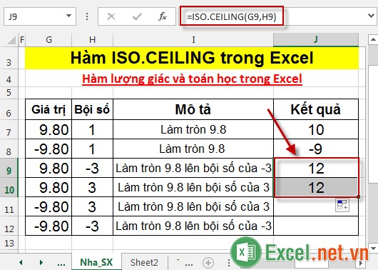 Hàm ISOCEILING trong Excel 5