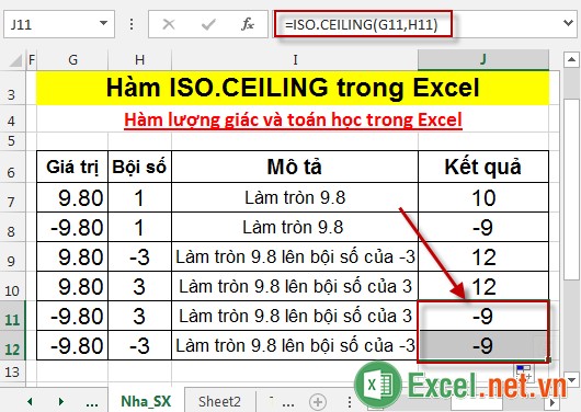 Hàm ISOCEILING trong Excel 6