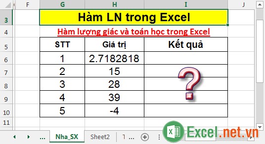 Hàm LN trong Excel