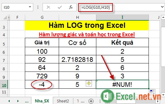 Hàm LOG trong Excel 5