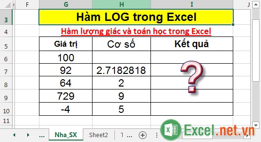 Hàm LOG trong Excel