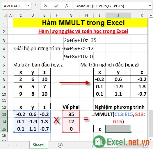 Hàm MMULT trong Excel 13
