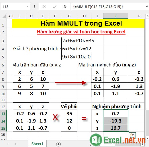 Hàm MMULT trong Excel 14