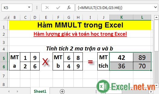 Hàm MMULT trong Excel 5