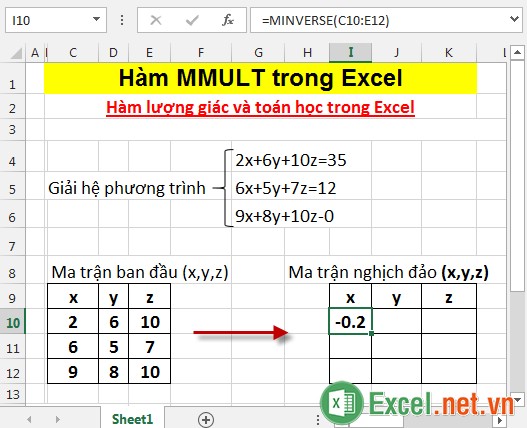 Hàm MMULT trong Excel 8