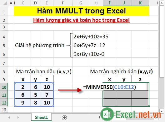 Hàm MMULT trong Excel 9