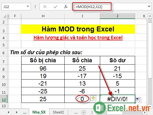 Hàm MOD trong Excel 5