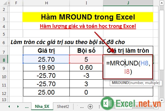 Hàm MROUND trong Excel 2