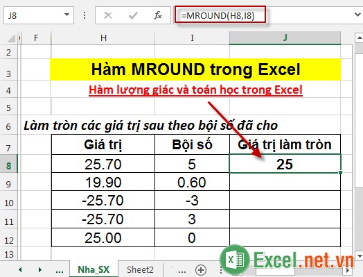 Hàm MROUND trong Excel 3