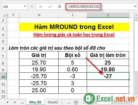 Hàm MROUND trong Excel 5
