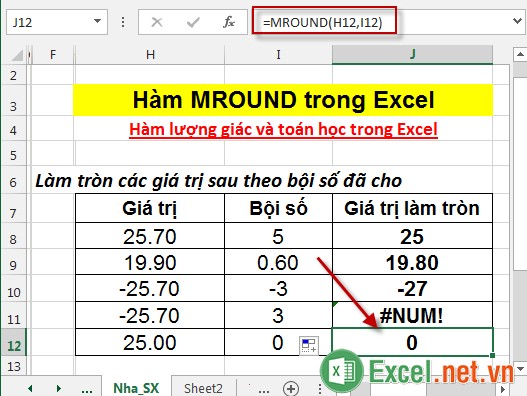 Hàm MROUND trong Excel 7