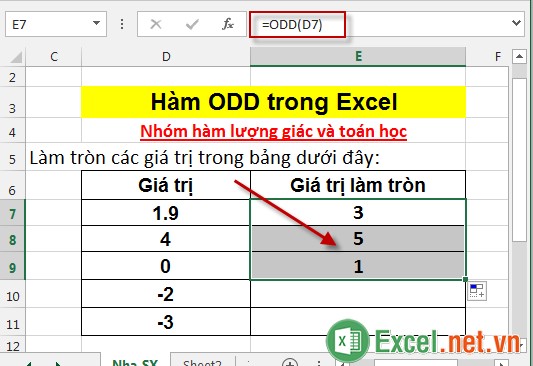 Hàm ODD trong Excel 4
