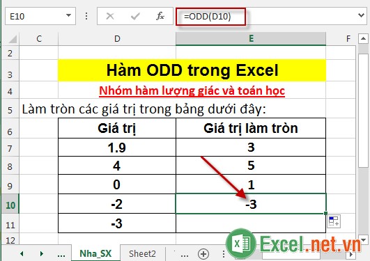 Hàm ODD trong Excel 5
