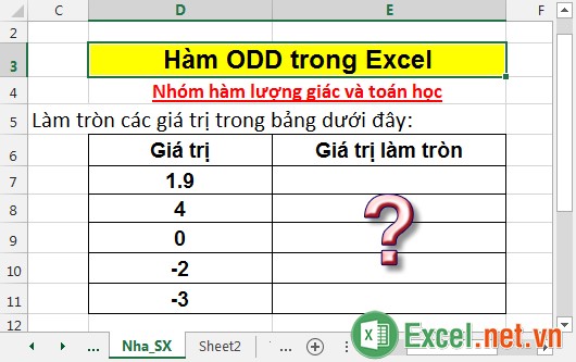 Hàm ODD trong Excel