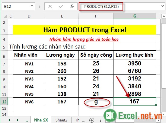 Hàm PRODUCT trong Excel 5