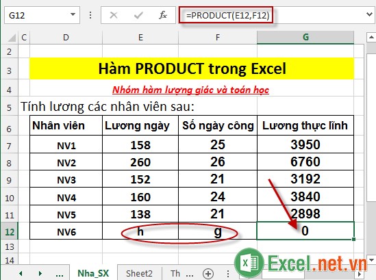 Hàm PRODUCT trong Excel 6