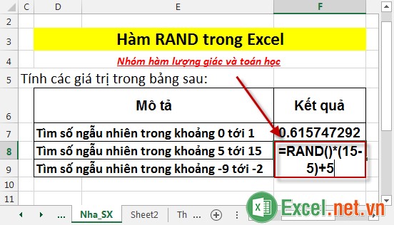 Hàm RAND trong Excel 4