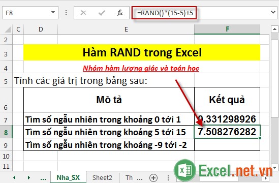 Hàm RAND trong Excel 5