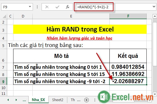 Hàm RAND trong Excel 6