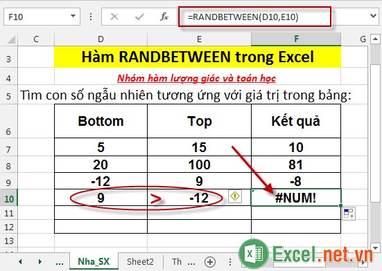 Hàm RANDBETWEEN trong Excel 5