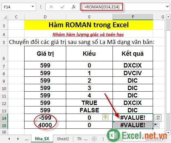 Hàm ROMAN trong Excel 5