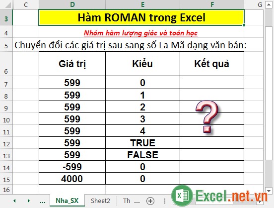 Hàm ROMAN - Hàm chuyển đổi số Ả Rập thành số La Mã dạng văn bản trong Excel