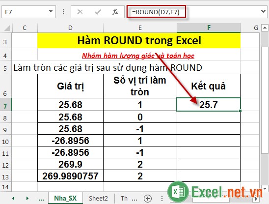 Hàm ROUND trong Excel 3