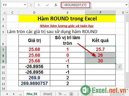 Hàm ROUND trong Excel 4