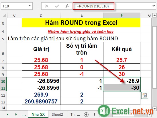 Hàm ROUND trong Excel 5