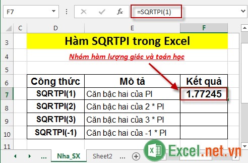 Hàm SQRIPI trong Excel 3