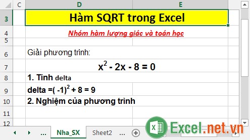 Hàm SQRT trong Excel 6