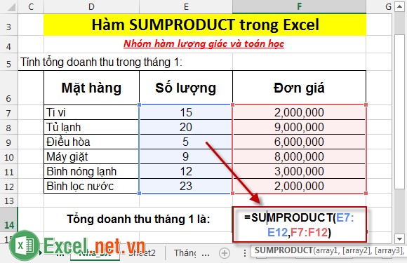 Hàm SUMPRODUCT trong Excel 2