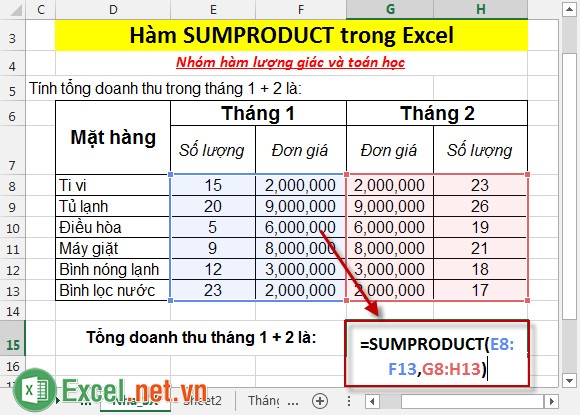 Hàm SUMPRODUCT trong Excel 5