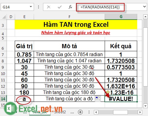 Hàm TAN trong Excel 8