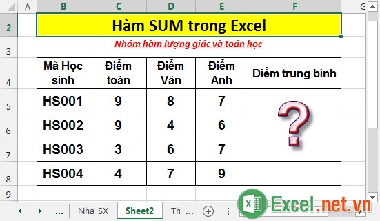 Hàm SUM trong Excel 6