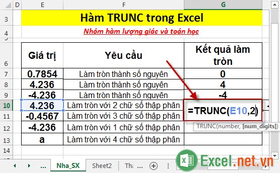 Hàm TRUNC trong Excel 5
