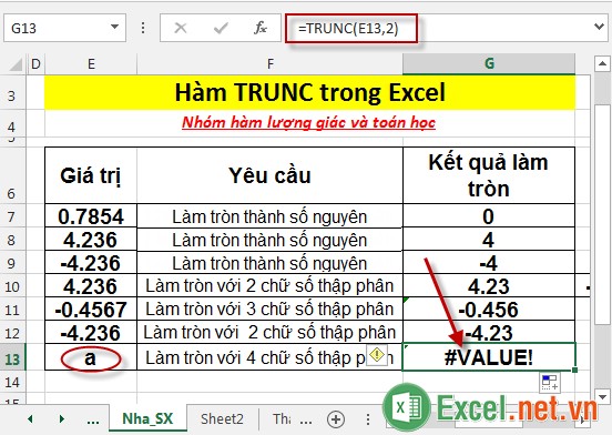Hàm TRUNC trong Excel 8