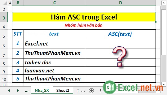 Hàm ASC trong Excel