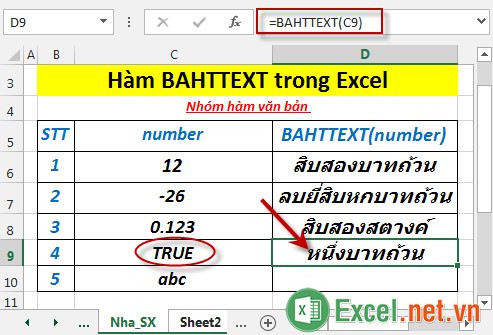 Hàm BAHTTEXT trong Excel 5