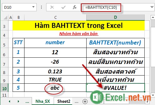 Hàm BAHTTEXT trong Excel 6