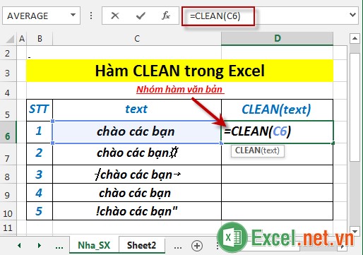 Hàm CLEAN trong Excel 3