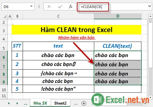 Hàm CLEAN trong Excel 5