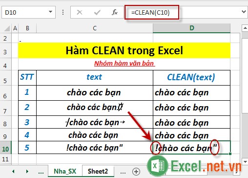 Hàm CLEAN trong Excel 6