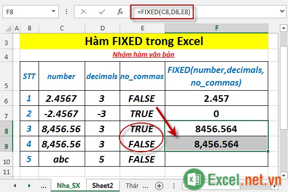 Hàm FIXED trong Excel 5