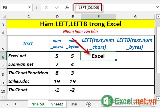 Hàm LEFT, LEFTB trong Excel 3