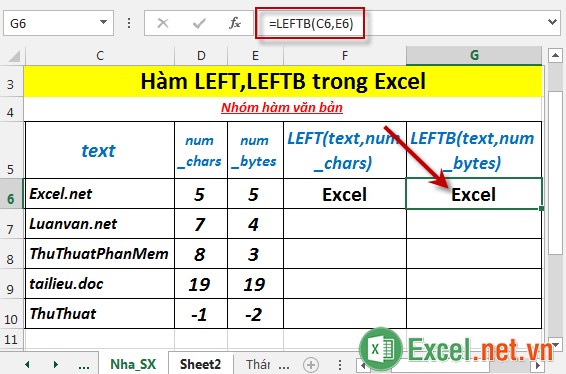 Hàm LEFT, LEFTB trong Excel 5