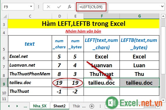 Hàm LEFT, LEFTB trong Excel 7